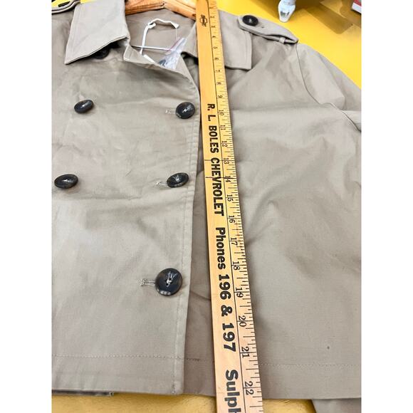 78&Sunny Button Front Double Breasted Cropped Trench Coat Tan Women's XL NWT - Picture 6 of 7